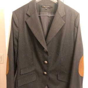 Vintage Quality Grey Tailored Blazer with Elbow patches . Equestrian  Vibe